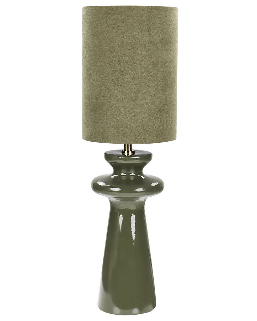 BELIANI Tischlampe Grün Keramik 61 cm Stoffschirm Produktbild 