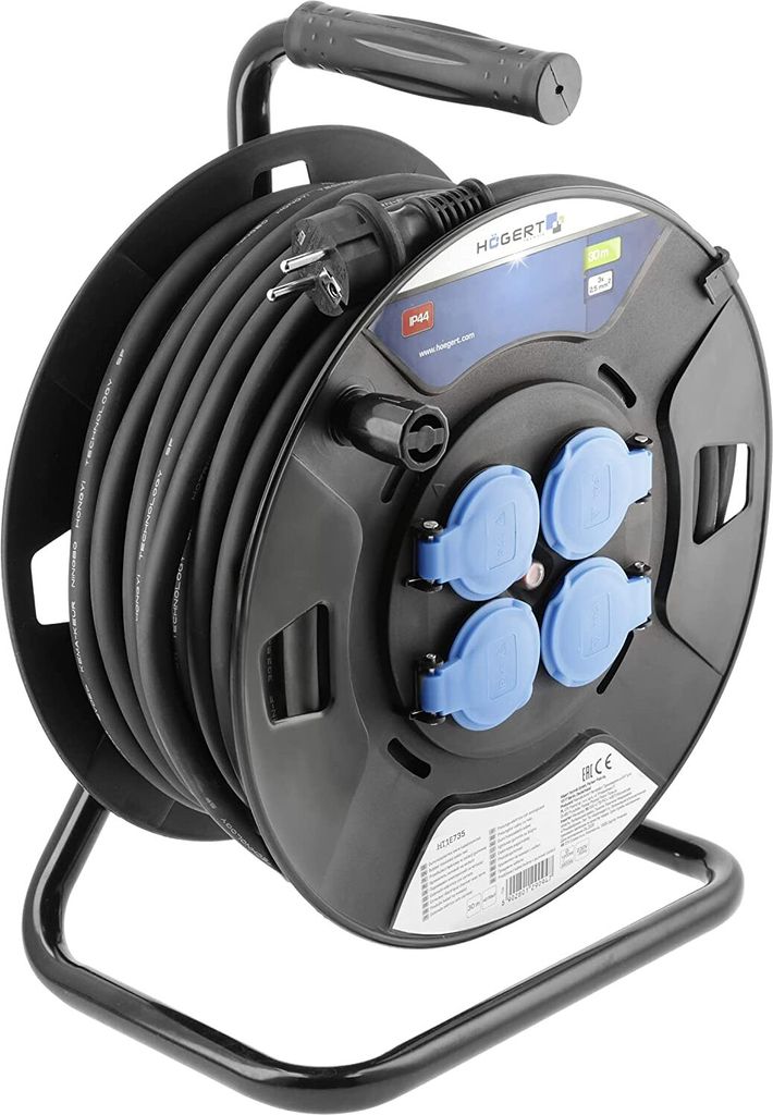 Högert Technik Kabeltrommel mit Gummiisolierung 30 m HT1E735