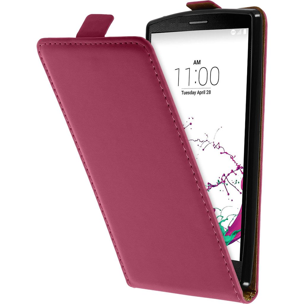 PhoneNatic Kunst-Lederhülle kompatibel mit LG G4s / G4 Beat - Flip-Case pink + 2 Schutzfolien