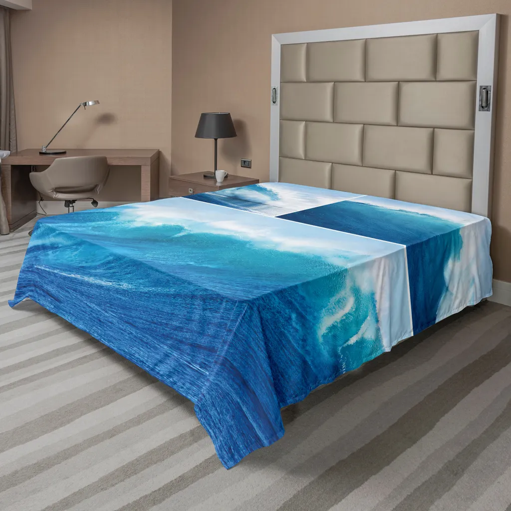 Drap de lit plat décoratif Bleu 266x260cm, Style Surf et Plongée