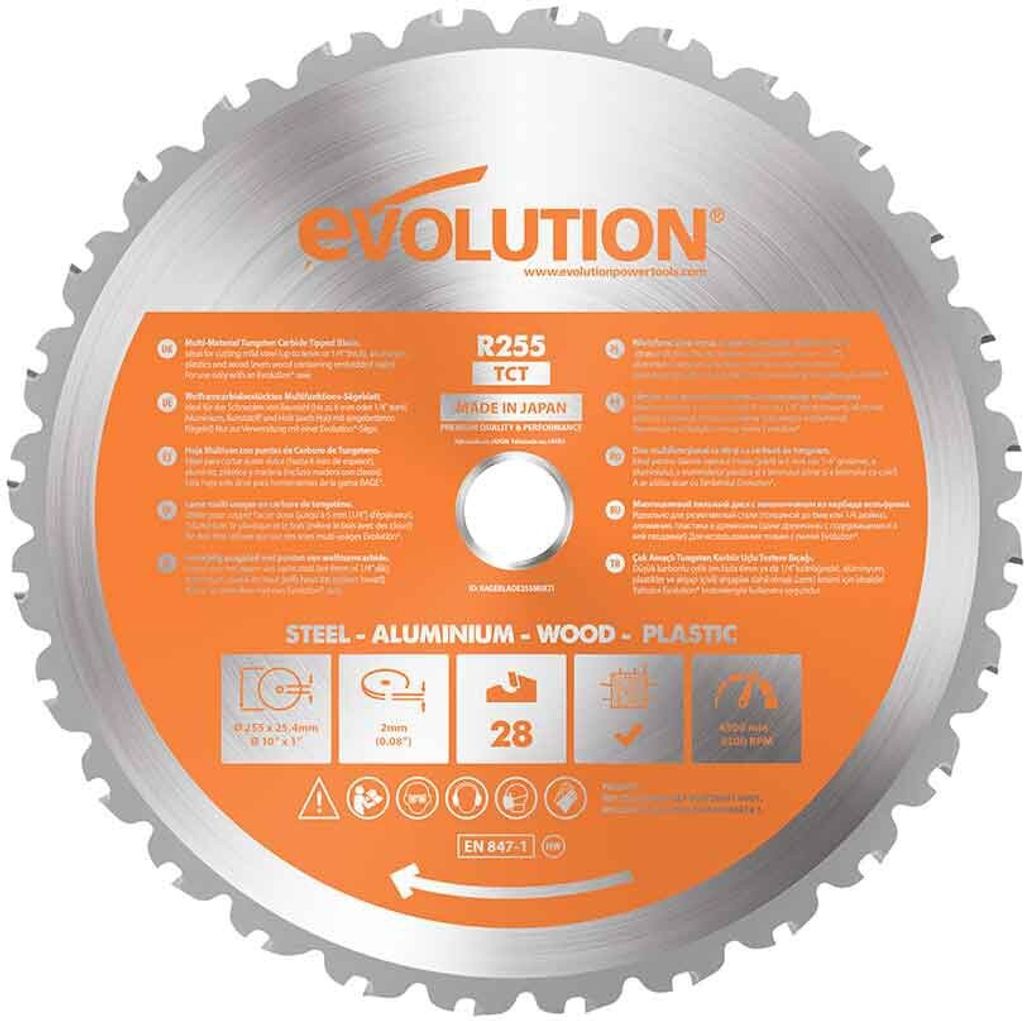 Evolution RAGE, zaagblad van 255 mm met 28 tanden, Productafbeelding 