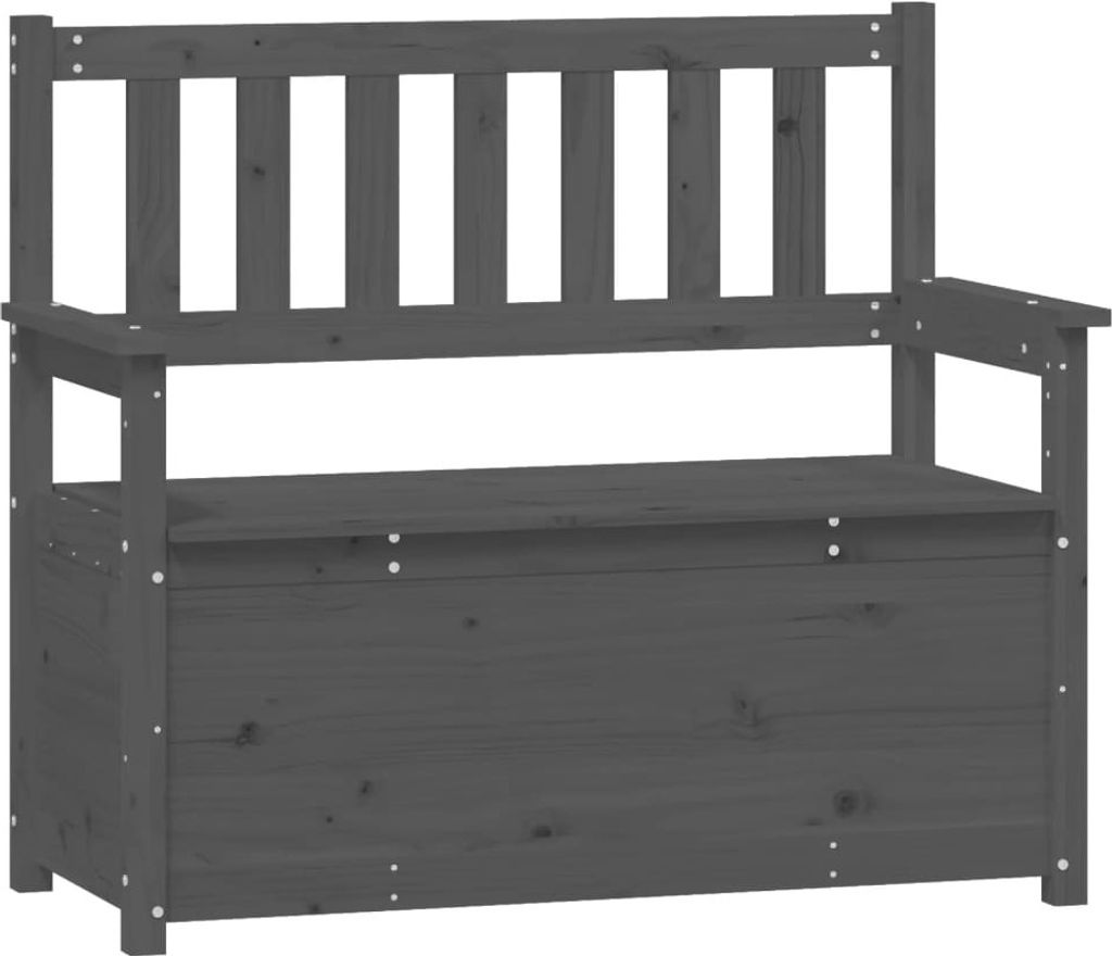 Sitzbank Grau 112,5x51,5x96,5 cm Massivholz Kiefer