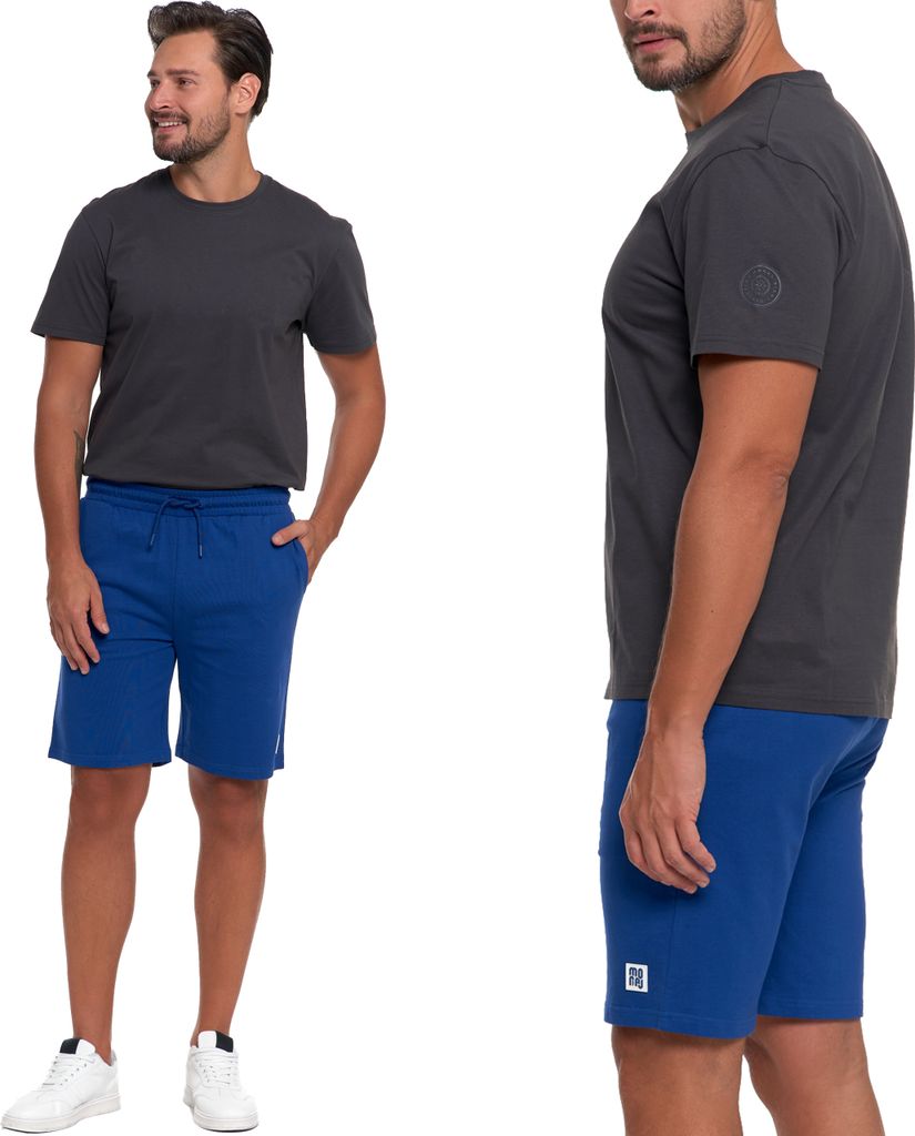 Moraj Herren kurze Hose Shorts Strandshorts Sporthose Trainingshose Laufshorts Trekking 100% Baumwolle 2000-005, Blau, L