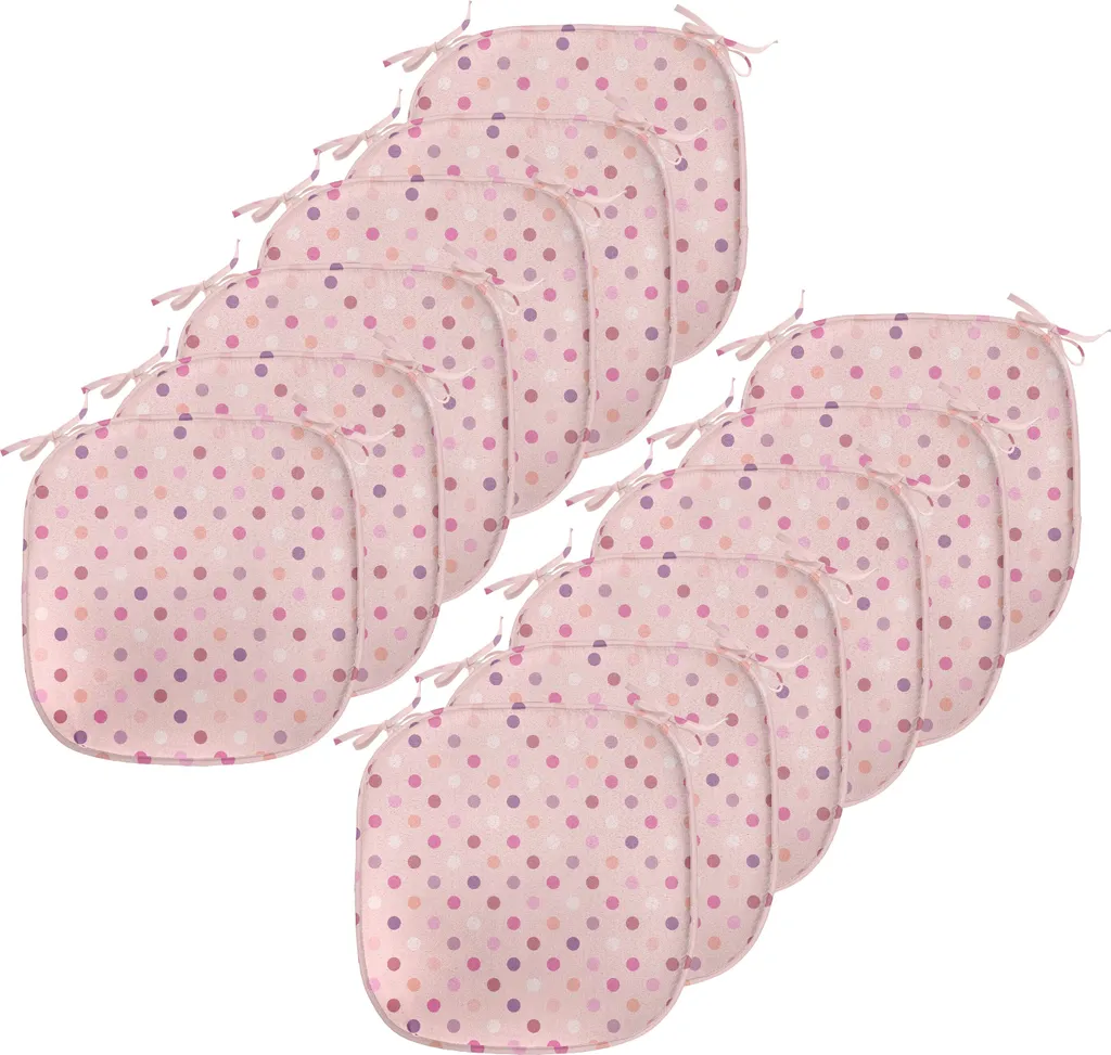Assise de Chaise Décorative avec Sangles Motif Pois Romantique x12