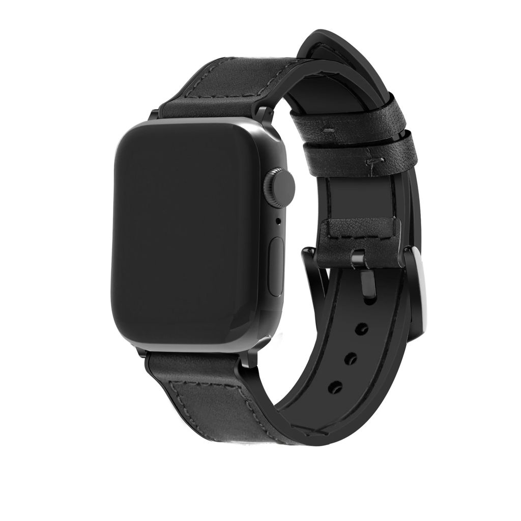 Strap-it Apple Watch 8 Leder-Hybridschnallanarmband (Schwarz)