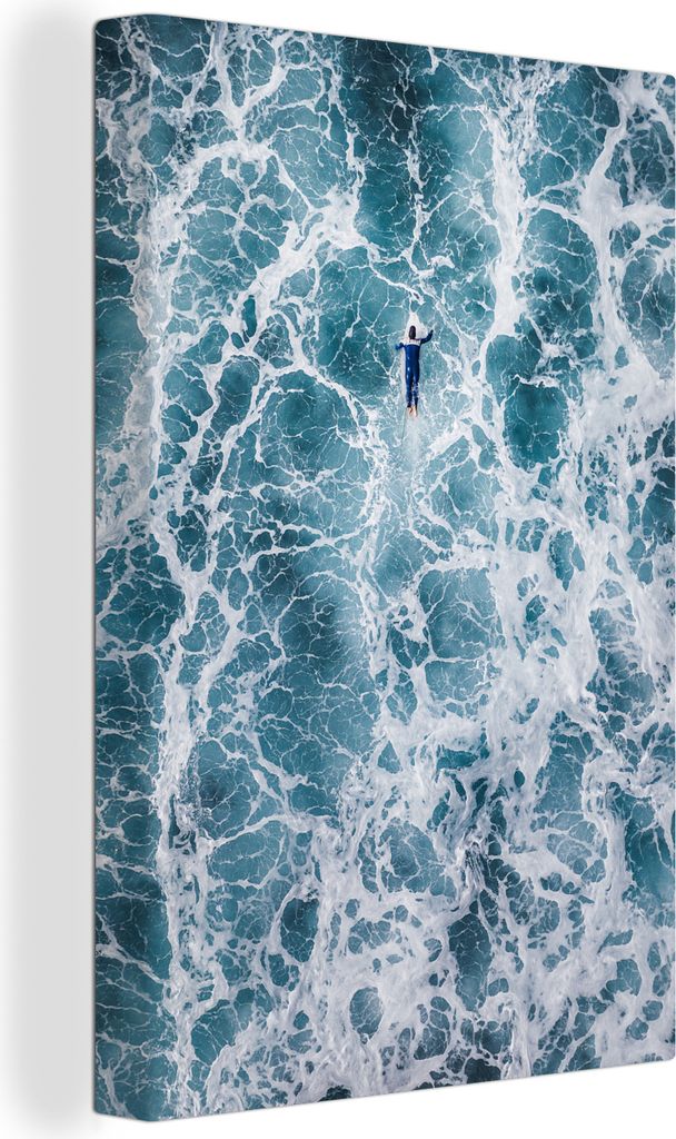 OneMillionCanvasses - Leinwandbilder - 90x140 cm, Wartender Surfer aus der Vogelperspektive, Wandbilder Kunstdruck Wanddekoration - Wandschmucke ...