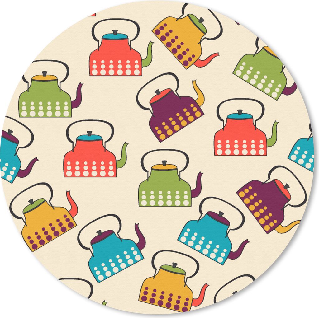 MuchoWow Mauspad Mousepad Design - Retro - Teekanne - Farben 30x30 cm - Mousepads - Maus Mat - Pad - Mausunterlage - Tischunterlage - Schreibtisc...