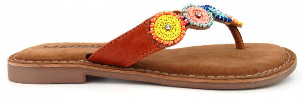 Lazamani Leder tan multi Pantolette Braun in Gr. 36
