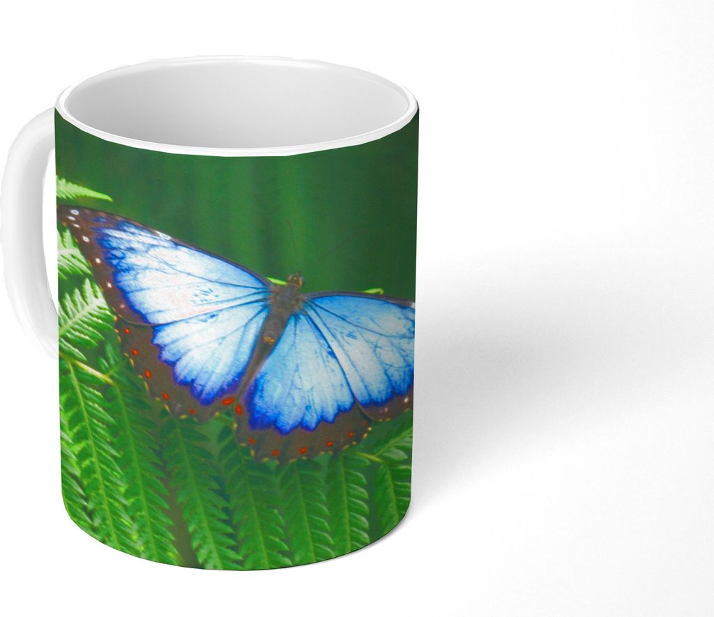MuchoWow Tasse Kaffeetasse Kaffeebecher 350 ml Morpho-Schmetterling Teetasse - Fototasse - Becher - Keramikbecher - Teebecher - Kaffeetasse - Bü...