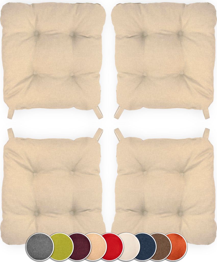 Sunnypillow 4er Set Stuhlkissen mit Klettverschluss Maße: Produktbild 