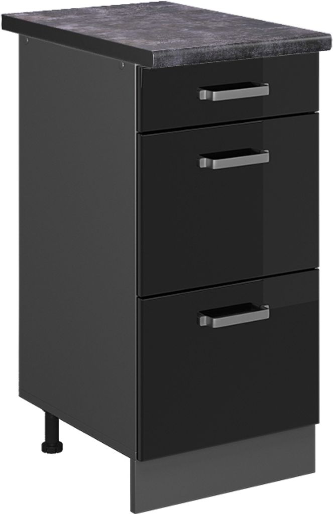 Küchenunterschrank Vicco R-Line Schwarz Hochglanz 40 cm mit Produktbild 
