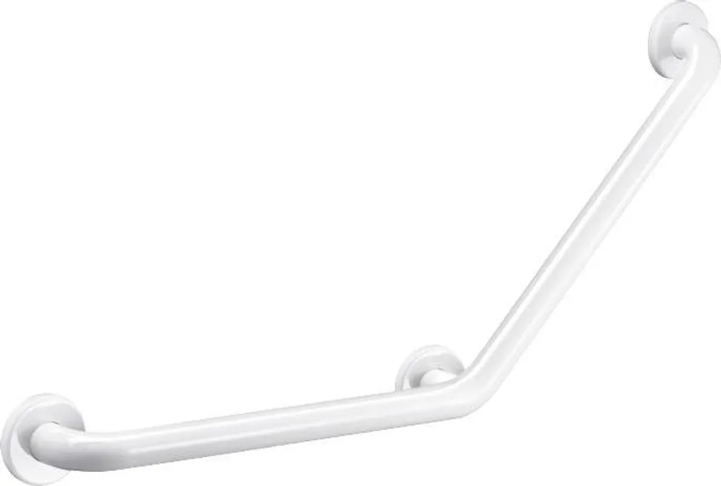 Barre d'appui douche et WC Delabie 135° blanche pour seniors et PMR