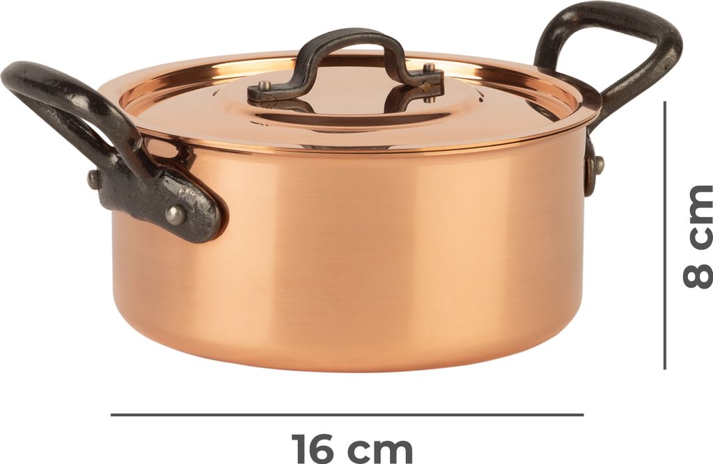 Cuisine Romefort Casseruola In Rame Per Caramello – Diametro 16 Cm, Manico In Ghisa, Adatta A Gas Ed Elettrico (Non Induzione)
