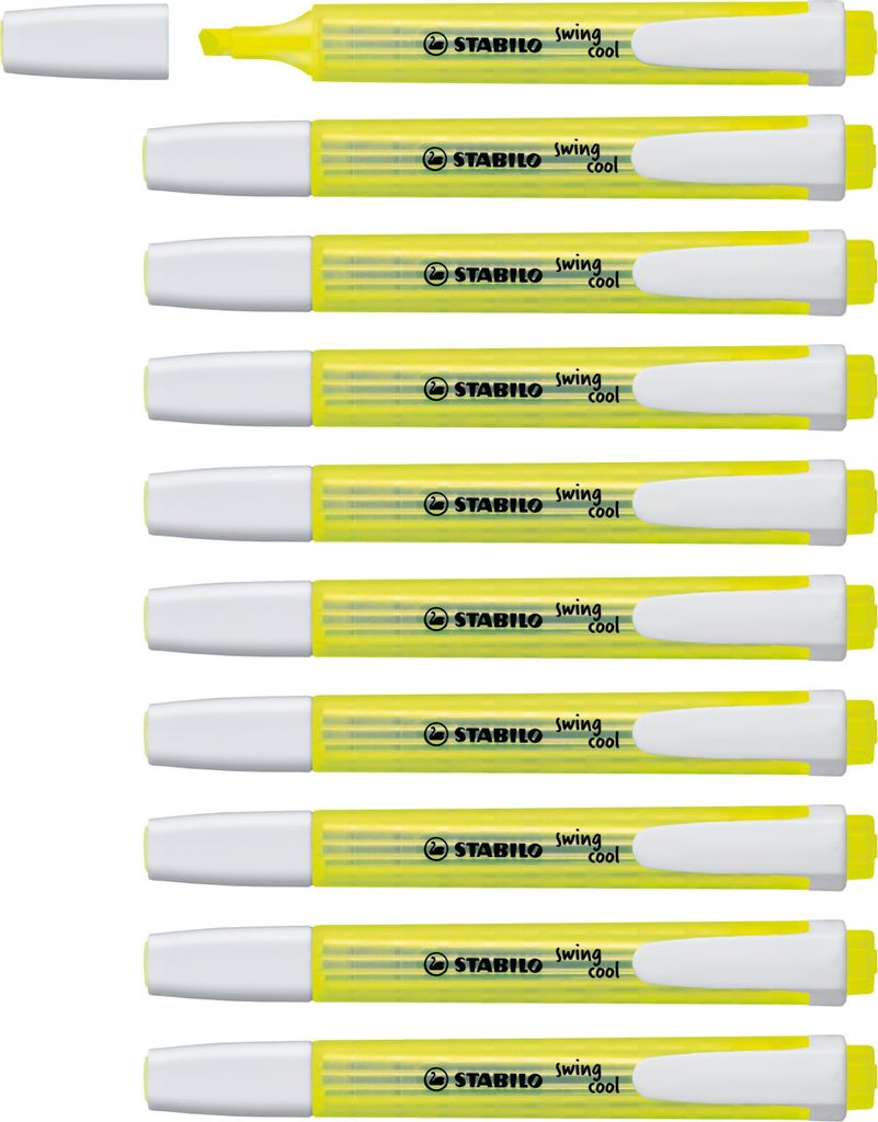 Textmarker - STABILO swing cool - 10er Pack - gelb