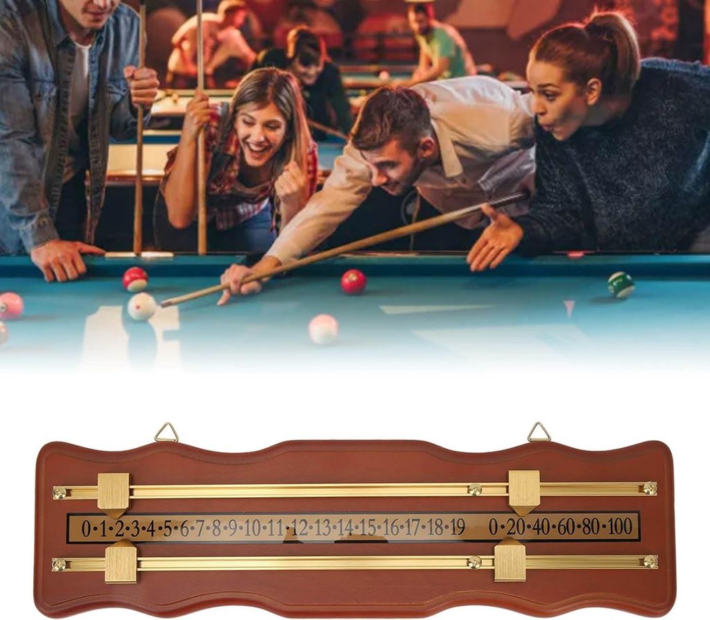 Holz-Scoreboard für Shuffleboard und Billardspiele - Deluxe Punktesystem mit gewelltem Design