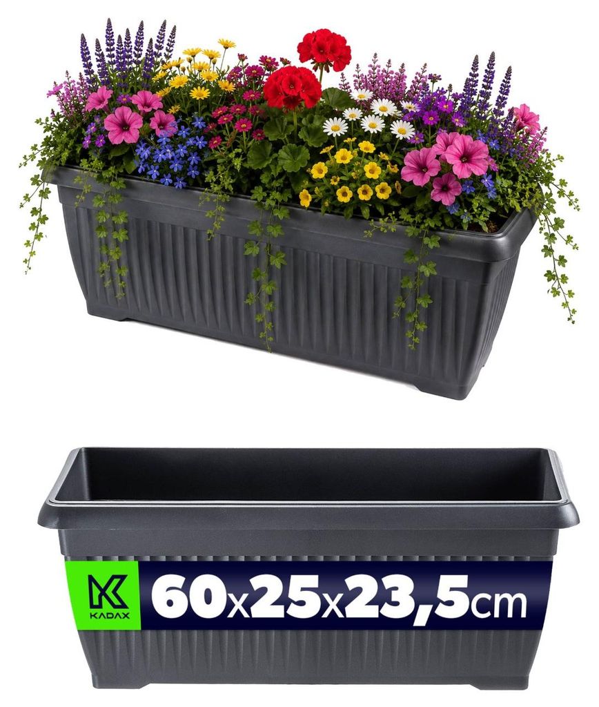 KADAX Blumenkasten 60 x 25 x 24 cm, großer Balkonkasten aus Produktbild 