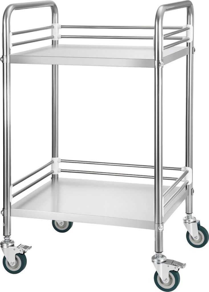 SucceBuy Edelstahlwagen mit 2 Ebenen und Rollen, ideal für Produktbild 