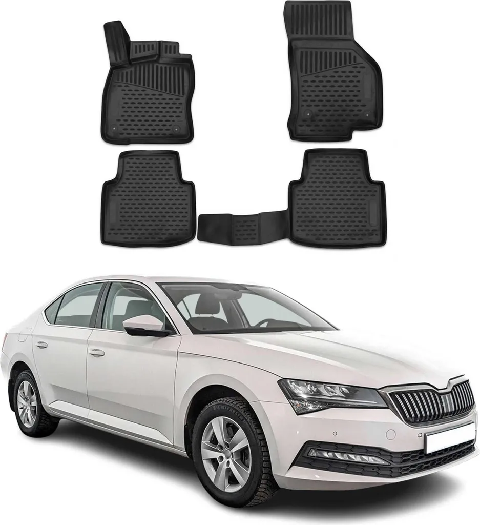 Offerta Set 4 Tappetini Skoda Superb 2015-2021 TPE Nero Su Misura