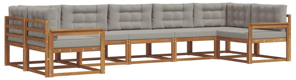 vidaXL Outdoor-Sofagarnitur mit Kissen 7 pcs Natürlich und Hellgrau