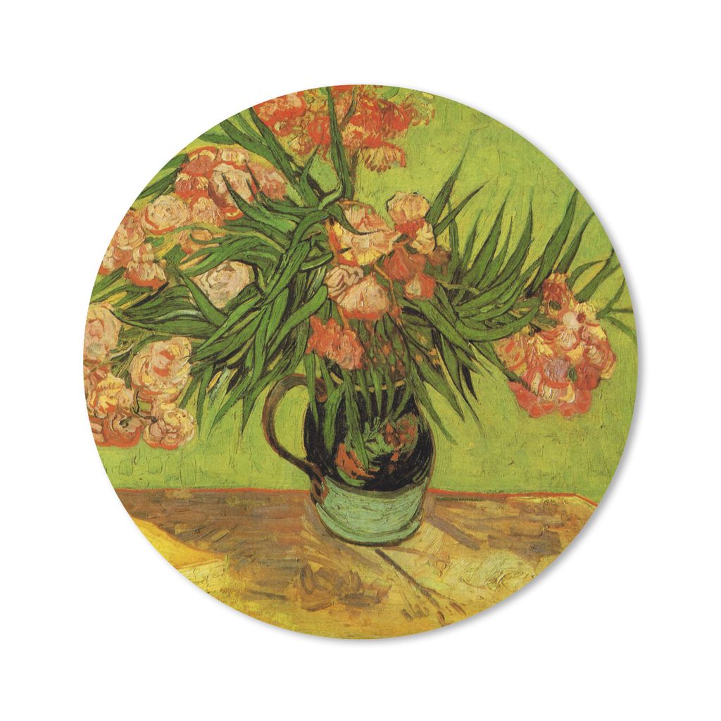 MuchoWow Mauspad Mousepad Stillleben Vase mit Oleander und Büchern - Vincent van Gogh 50x50 cm - Mousepads - Maus Mat - Pad - Mausunterlage - Vinyl