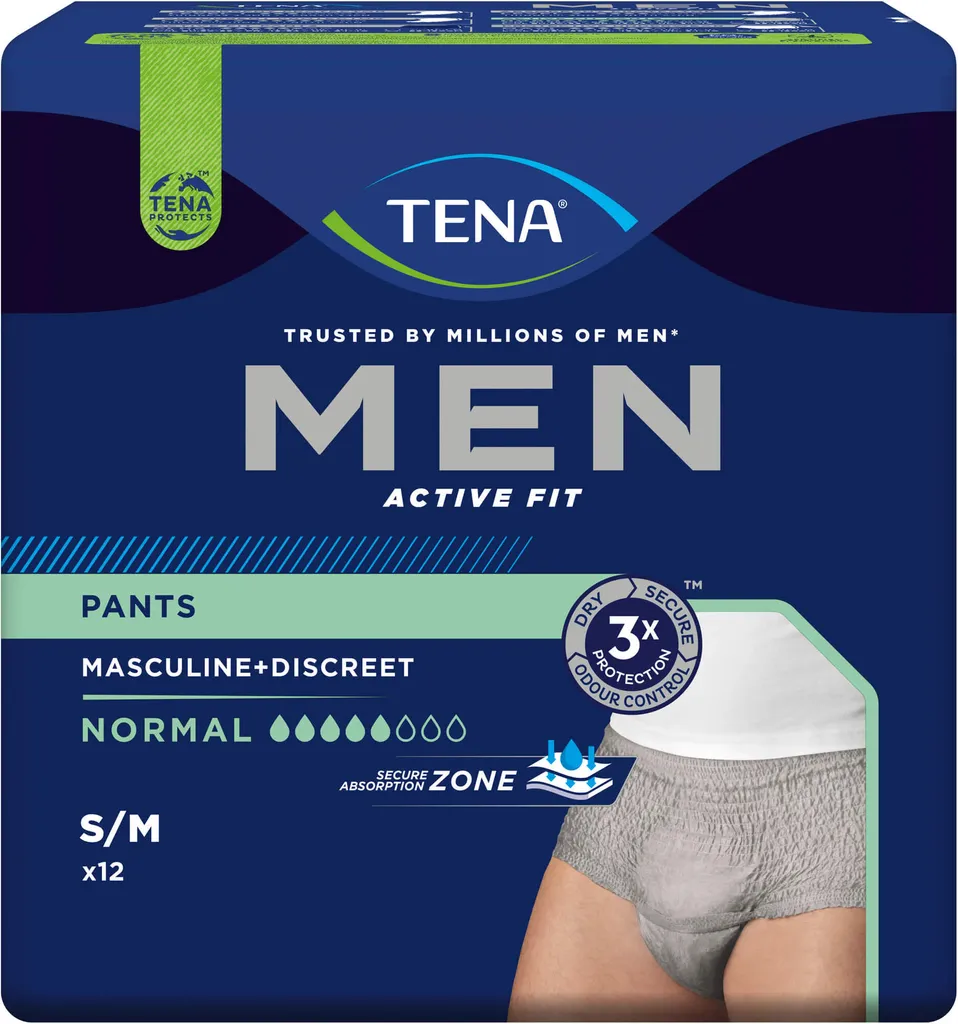 TENA Uomo Active Fit Pants S/M Grigio 48pz - Mutanda Assorbente Uomo