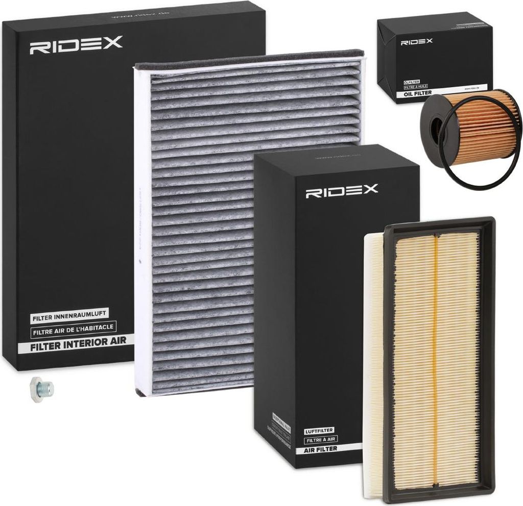 RIDEX Filterset Inspektionspaket Filtersatz passend für PEUGEOT 407 SW (6E) 407 (6D) 407 Coupe (6C) 407 SW Kasten / Kombi (6E) für CITROËN