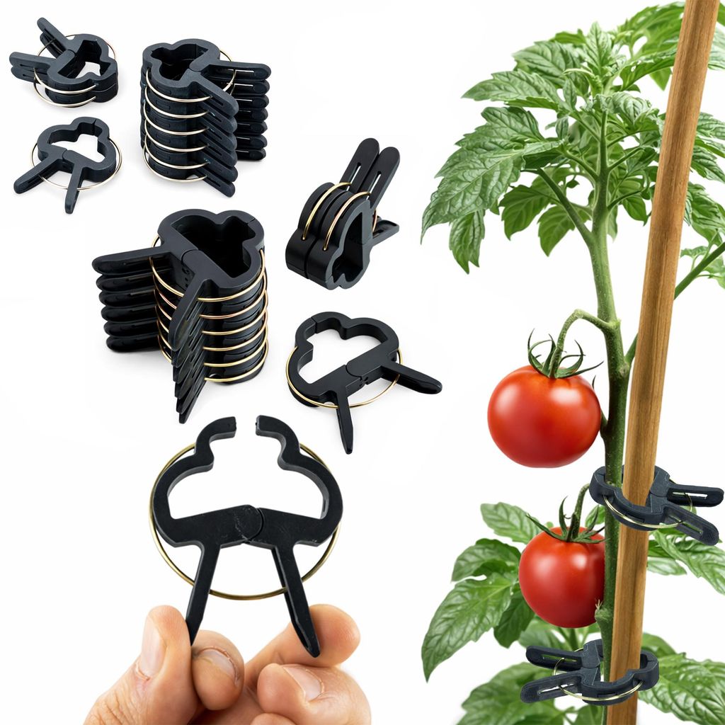 ECENCE 60x Pflanzenclips Pflanzenklammern für Tomaten, gemischt Reben, Rosen, Rankhilfe für Klett
