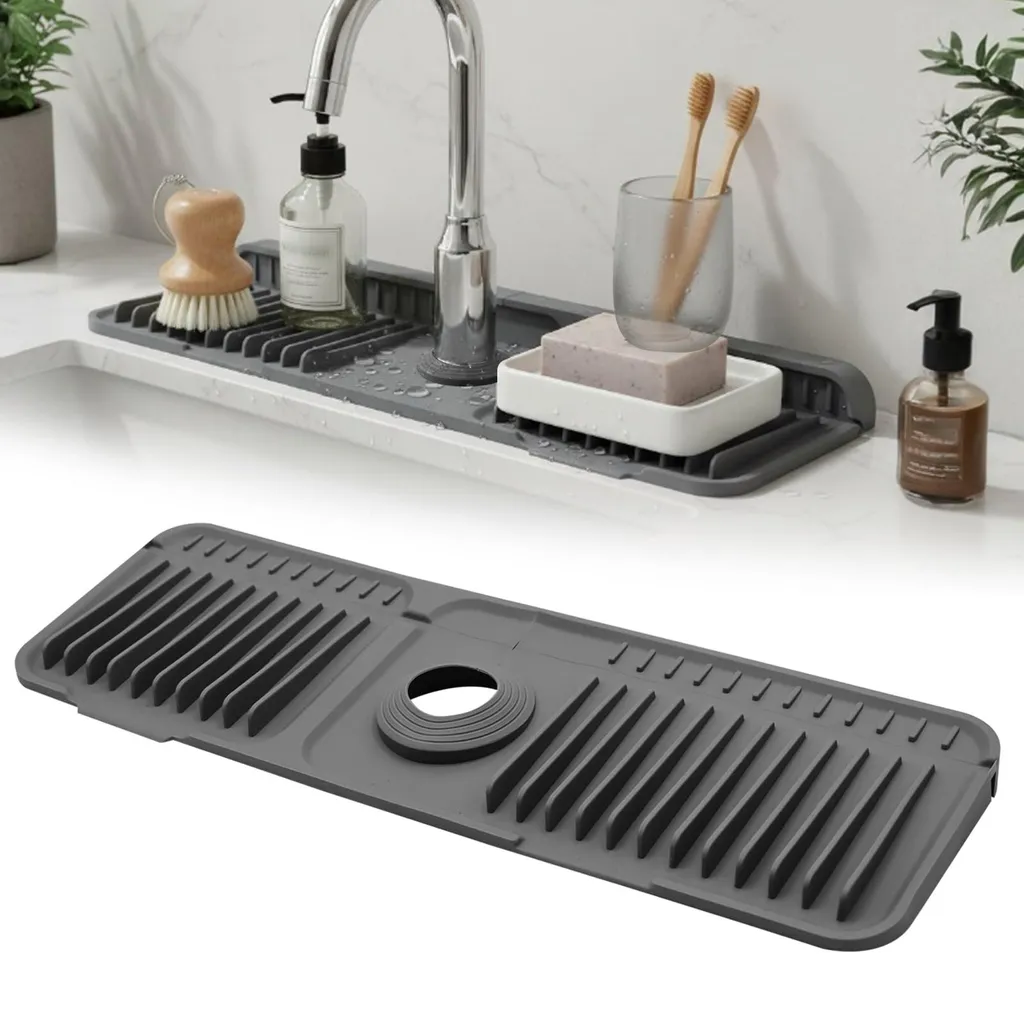 Évitez les éclaboussures : tapis de robinet pliable pour plan de travail sec