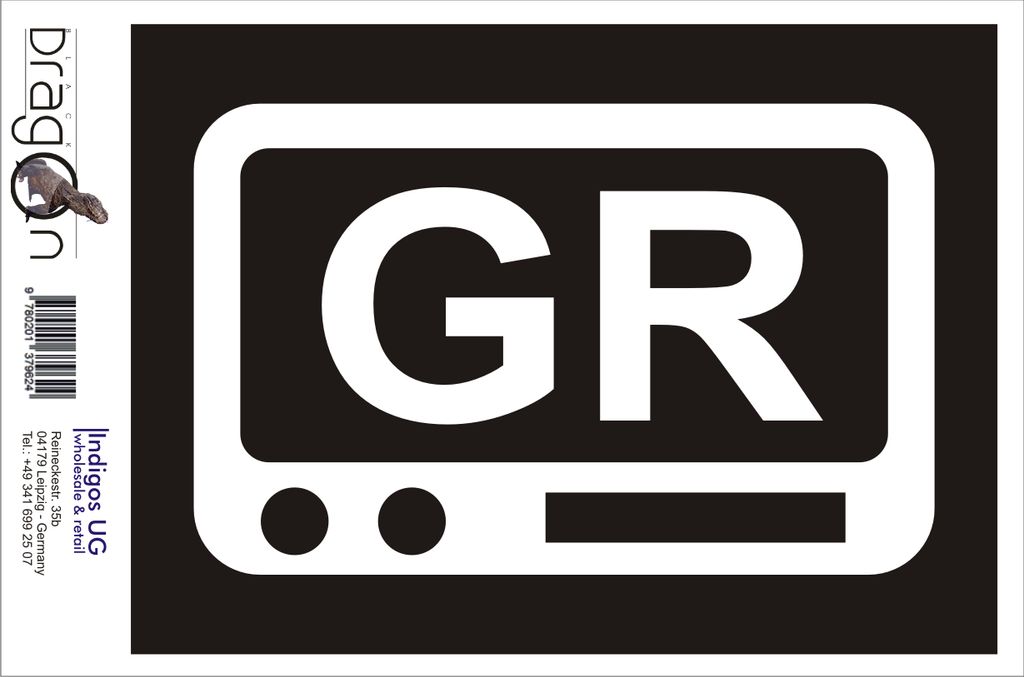 Aufkleber / Autoaufkleber - JDM / Die cut / Auto / OEM - Griechenland GR - 110x70 mm gelb - Heckscheibe / Heckscheibenaufkleber