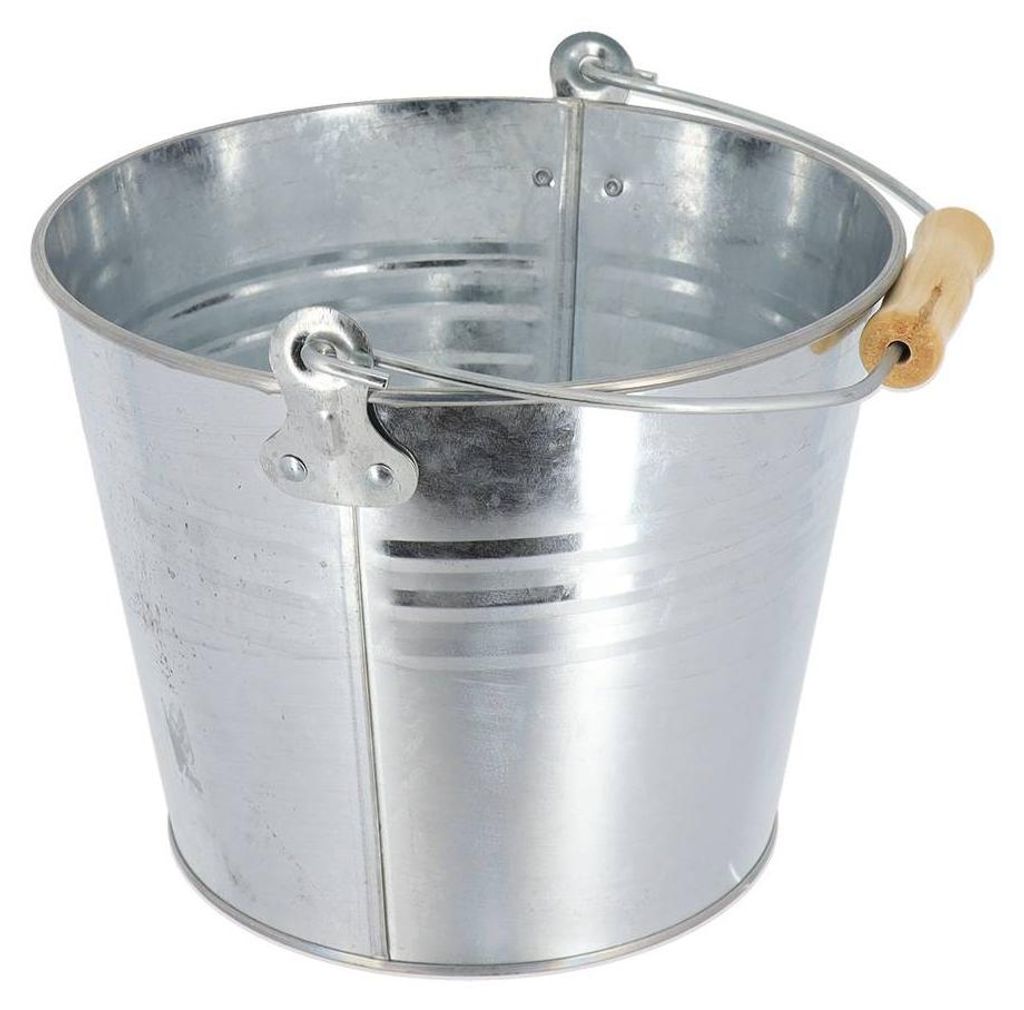 Eimer aus verzinktem stahl mit holzgriff 7l - metallic-grau - Tendance