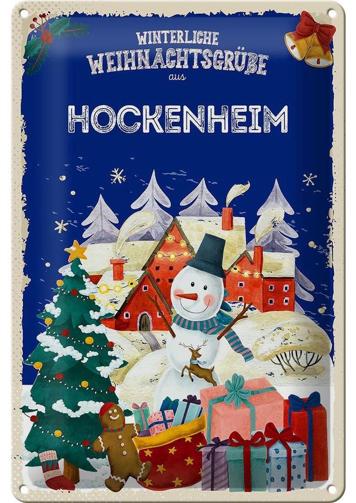 Blechschild Weihnachtsgrüße HOCKENHEIM 20x30cm Produktbild 