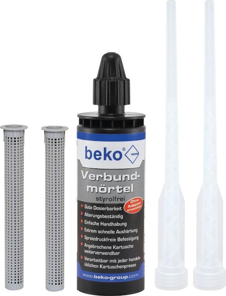 beko Verbundmörtel-Siebhülsen-SET: 1 x VBM 165 ml, 2 x Zwangsm., 2 x Siebhülse