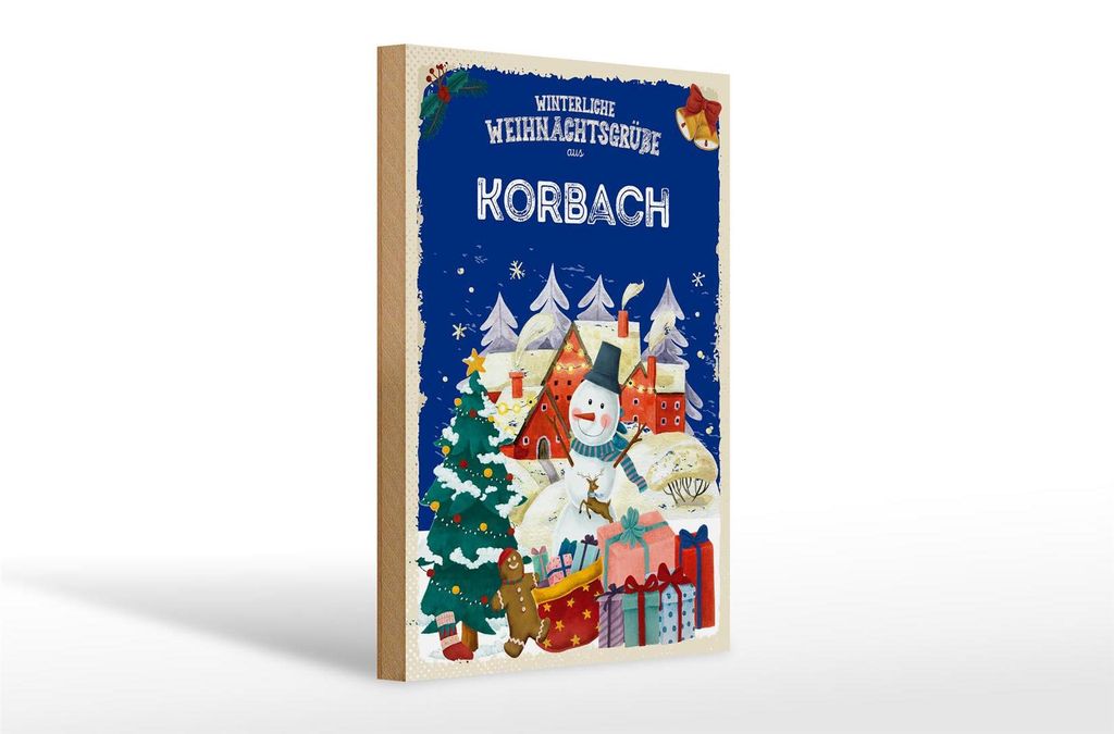 Holzschild Weihnachtsgrüße aus KORBACH Geschenk 20x30cm