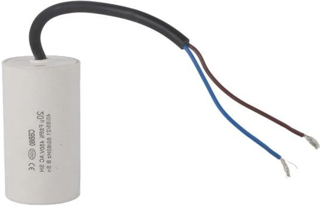 Condensateur 450V 20µF avec câble pour moteur électrique monophasé
