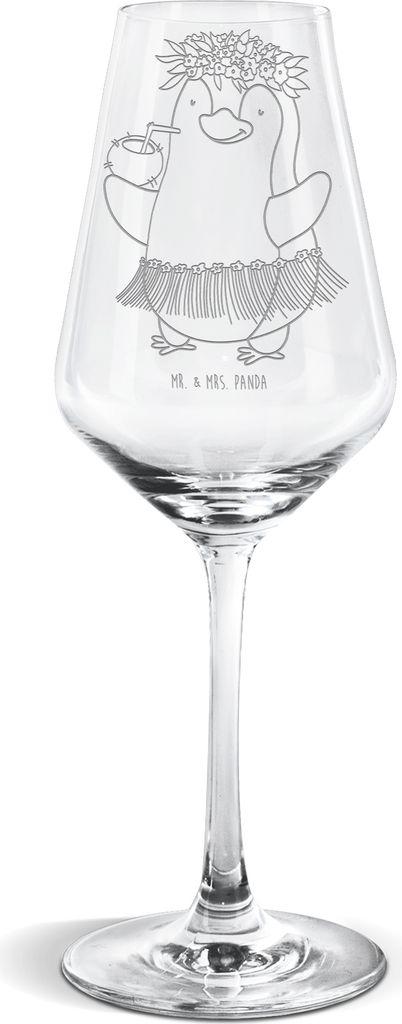 Mr. & Mrs. Panda Weinglas Pinguin Kokosnuss - Transparent - Geschenk, Urlaub, Erholt, wein glas, Hawaii, Weißwein, Ferien, Weißweinkelch