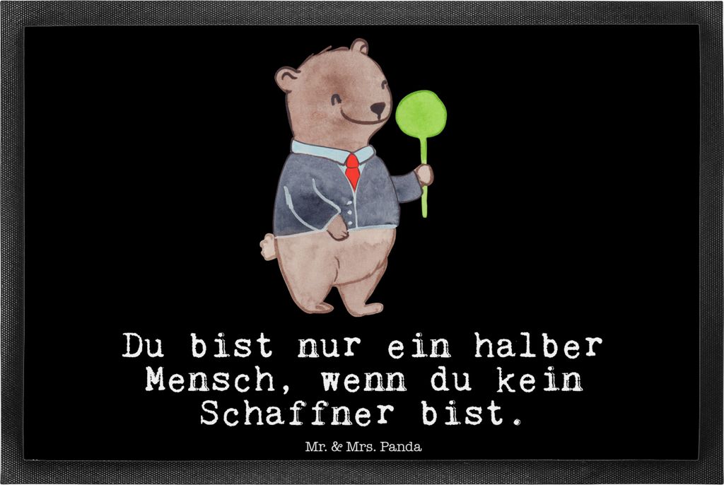 Mr. & Mrs. Panda Schmutzmatte Schaffner Herz 40 x 60 cm - Schwarz - Geschenk, Fussmatte, fußmatte, Schmutzfangmatte, Gummimatte, abstreifer