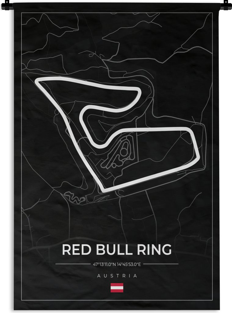MuchoWow Wandteppich Wandbehang F1 - Rennstrecke - Red Bull Ring - Österreich - Rennstrecke - Schwarz 120x180 cm Tapisserie Dekoration Wandtuch ...