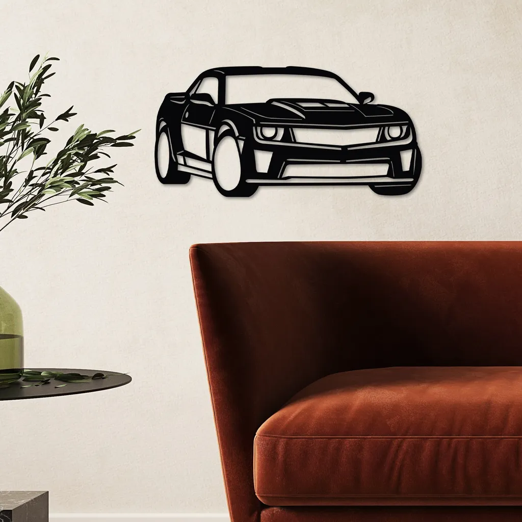 Wallity, Chevrolet Camaro ZL1, Accessorio decorativo da parete in metallo, Nero, 100 % METALLO, 60 x 30 cm