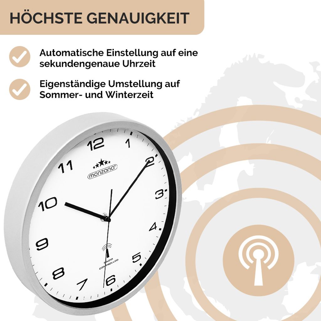MONZANA® Wanduhr Funk Ø 31cm Automatische Zeitumstellung