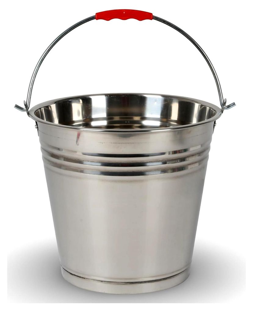 Eimer 12L aus Edelstahl Ascheeimer 12 Liter Metalleimer Wassereimer Dekoeimer Edelstahleimer Blumenkübel Blumentopf aus Metall Garteneimer mit Gri...