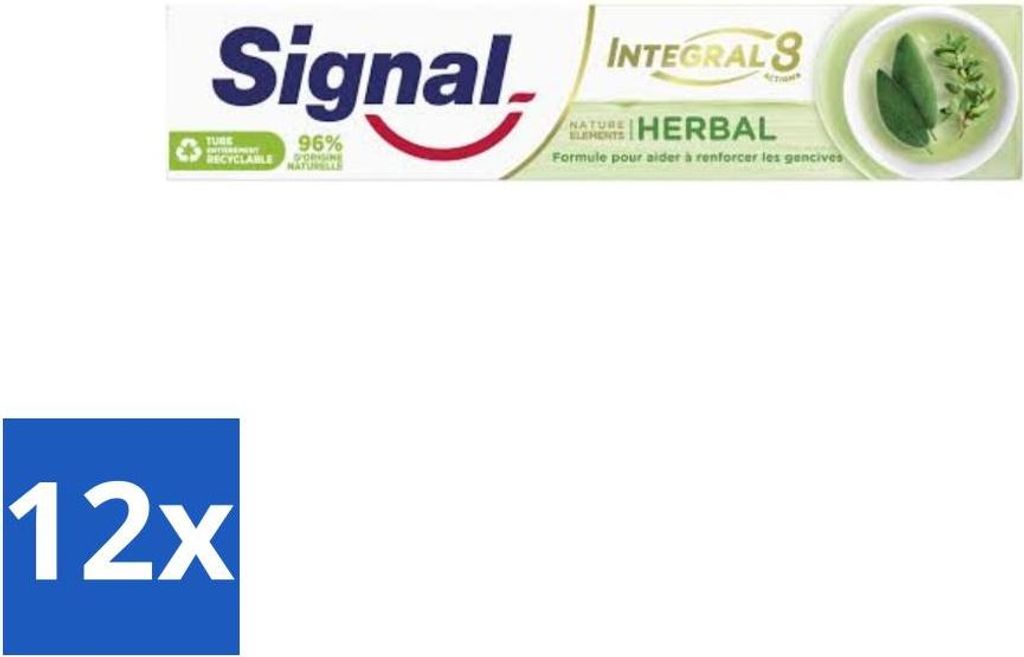 Signal – Integral & Actions – Zahnpasta – Natürliche Kräuter – Recycelte Verpackung – 75 ml - Vorteilspack - 12 Stücke