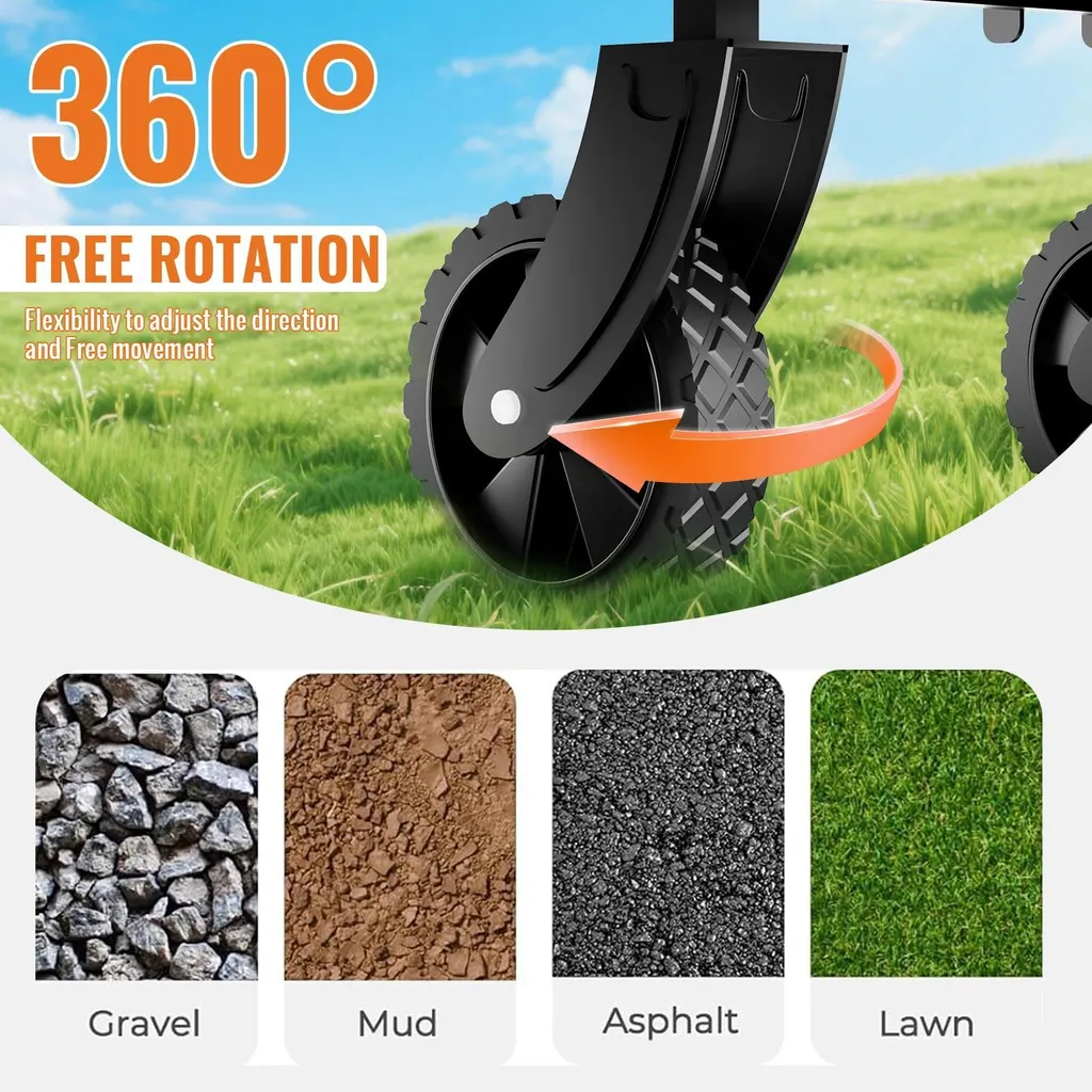 Chariot pliable 150L compact - Structure renforcée 75kg - Noir mat