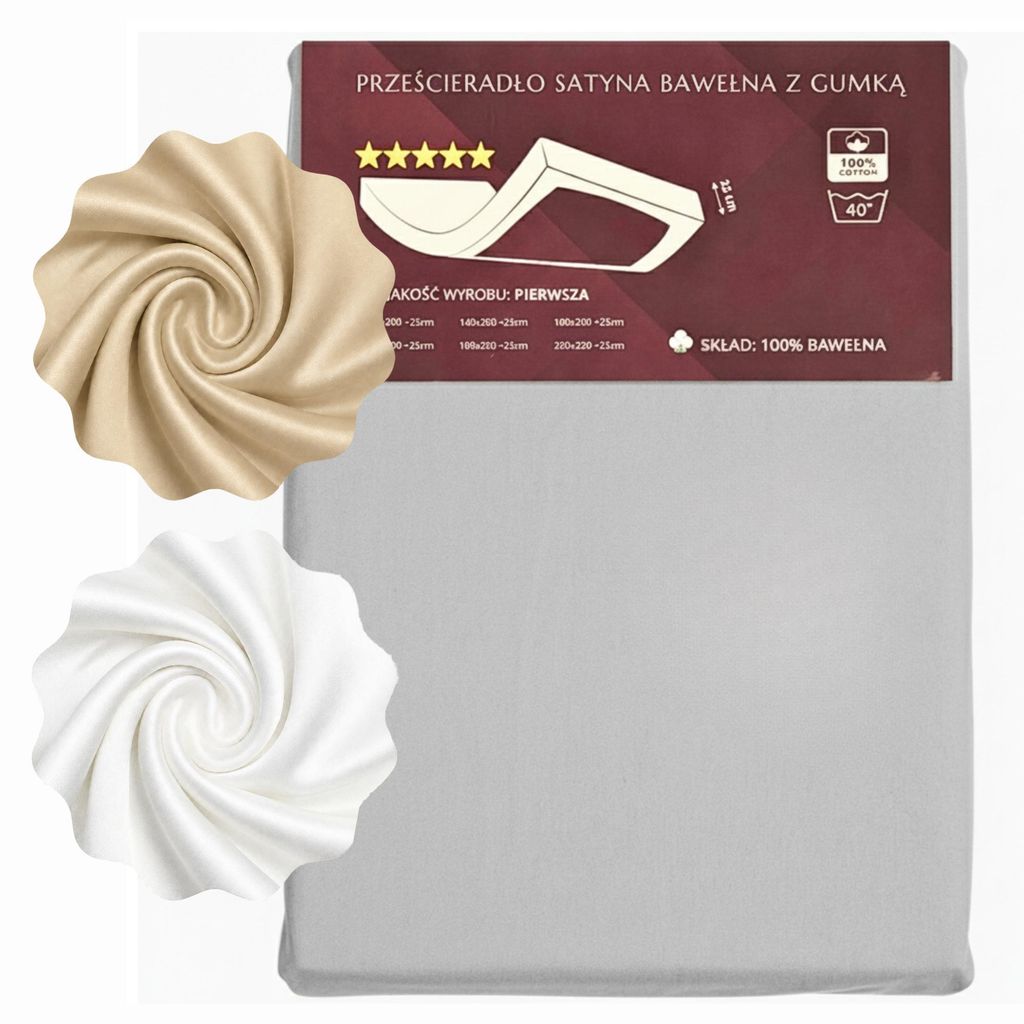 TEXTOM Satin Spannbettlaken 100% Baumwolle 120x200 cm Grau Produktbild 