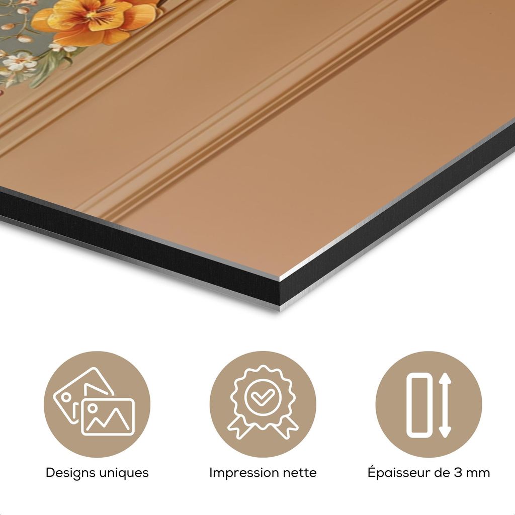 MuchoWow Wanddekoration Metall Metallbild Wandkunst 40x60 cm Neutral - Blumen - Blumenstrauß - Vase MuchoWow Aluminium Gemälde - Wanddekoration a...