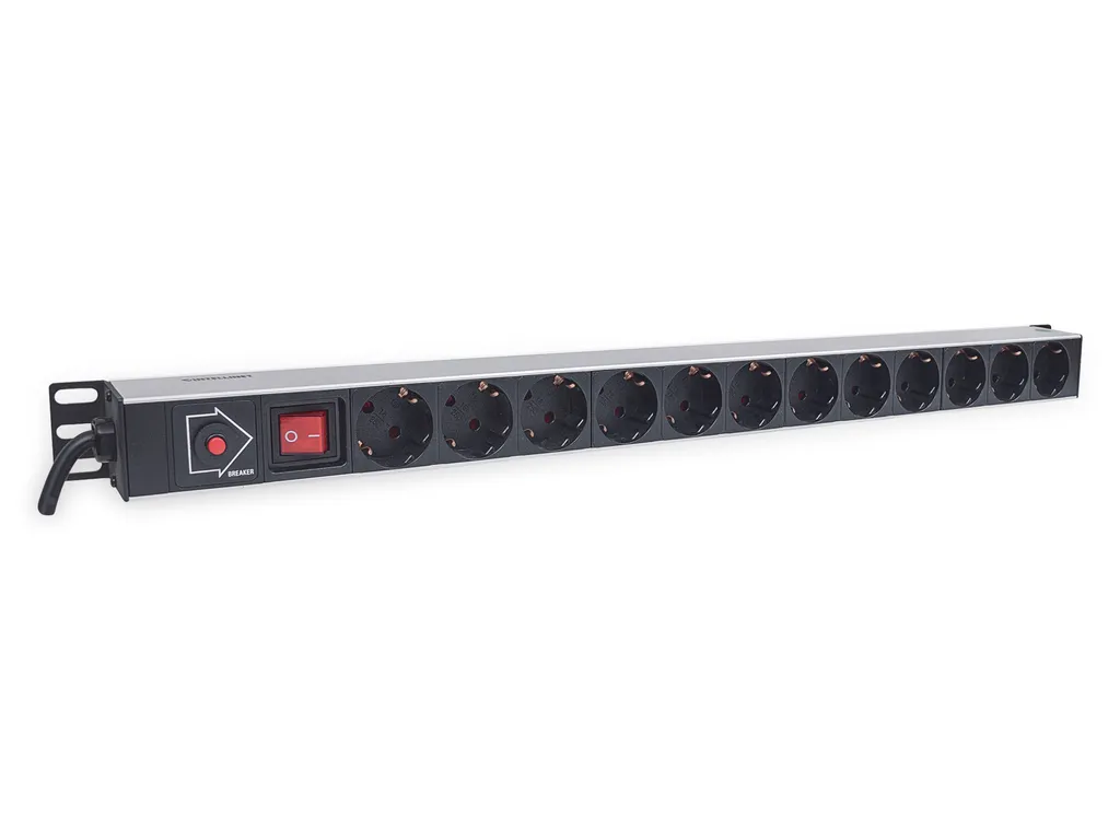 Intellinet Bloc 12 Prises CEE 7/3 Montage Rack Vertical avec Disjoncteur