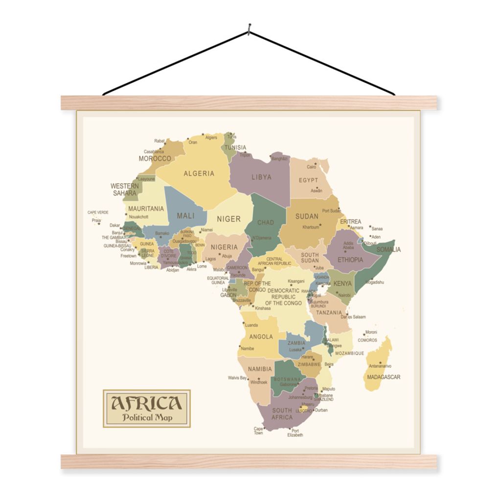 MuchoWow® Textilní plakát - Mapa Afriky retro - 90x90cm - S Obrázek produktu 