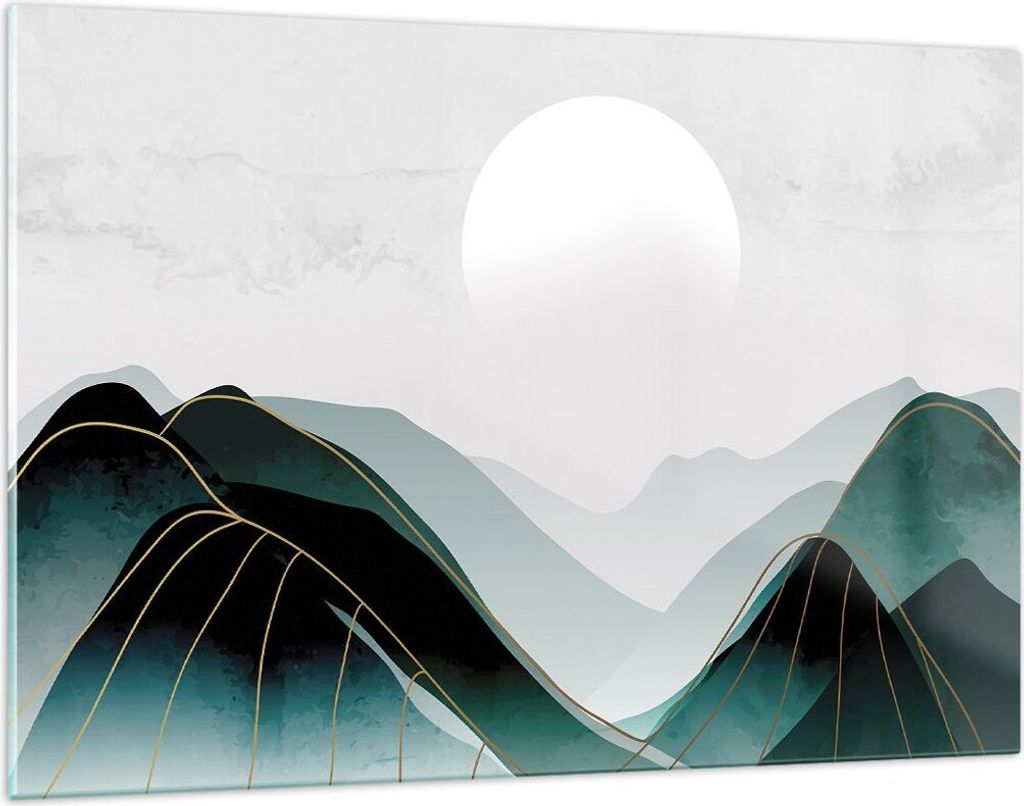 Bilder auf glas - Einteilig - Abstraktion Berge Stück - 120x80cm - Glasbilder - Wandbilder - Bilder - zum Aufhängen bereit - Wanddekoration aus G...