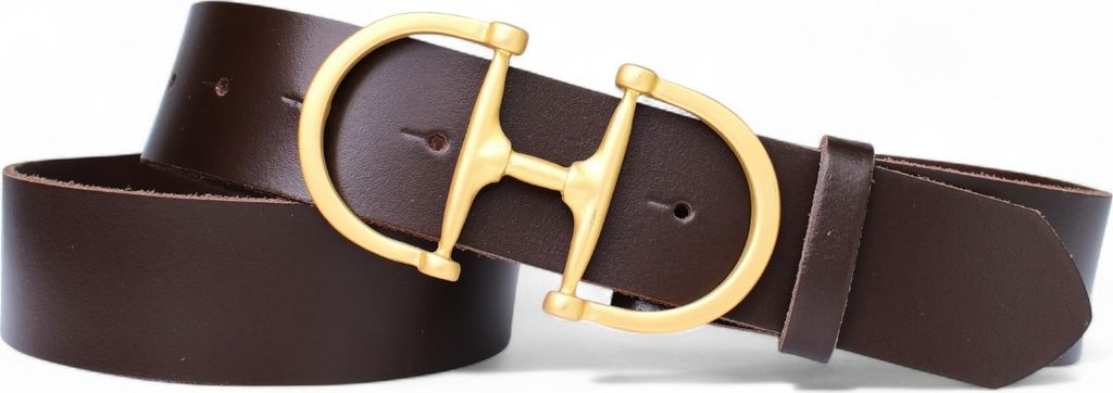 FRONHOFER Damengürtel 4cm, goldener Schmuckschnalle vergoldet Horse-bit Schnalle