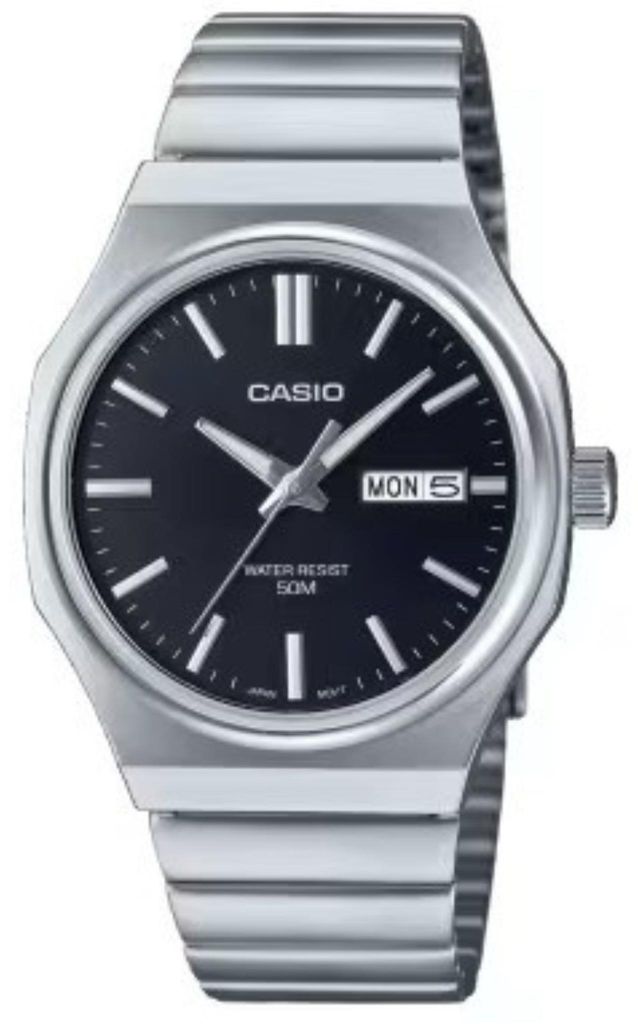 Casio Herren Armbanduhr mit dunkelblauem Zifferblatt und Produktbild 