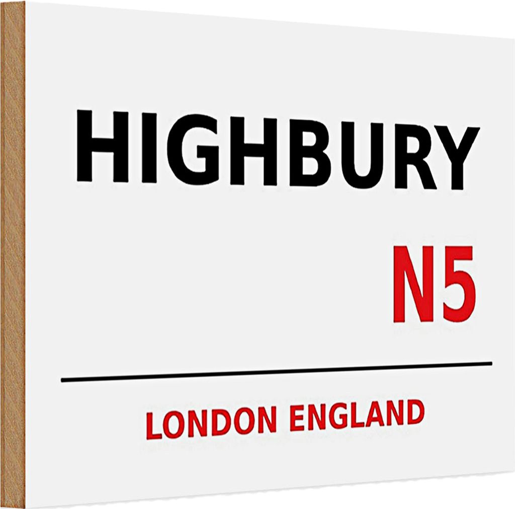 Holzschild London 30x20cm England Highbury N5